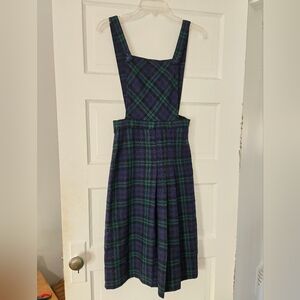 Vintage Plaid Pinafore Wool Overall Dress